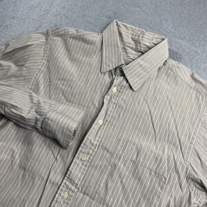 Christian Dior Shirt Men's 15.5 34/35 Gray Striped Long Sleeve Made in USA